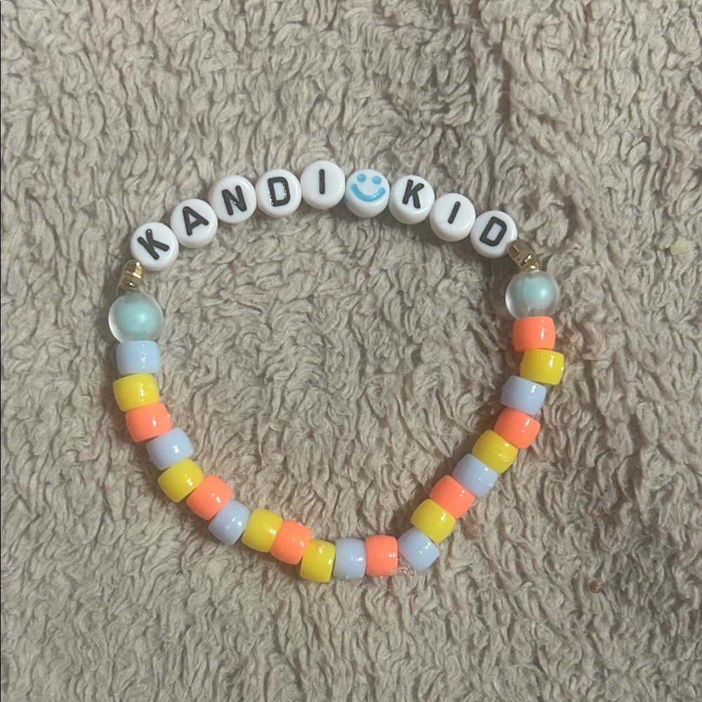 Colorful Beaded Bracelet with 'KANDI KID' Letters